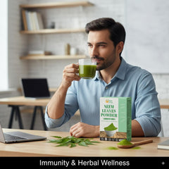 Neem powder showing no additives or preservatives