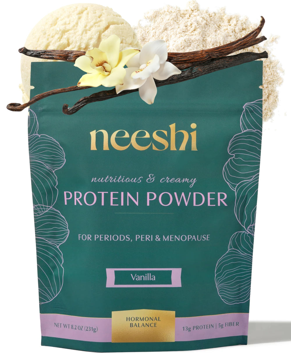 Neeshi Vanilla Protein Powder packaging front