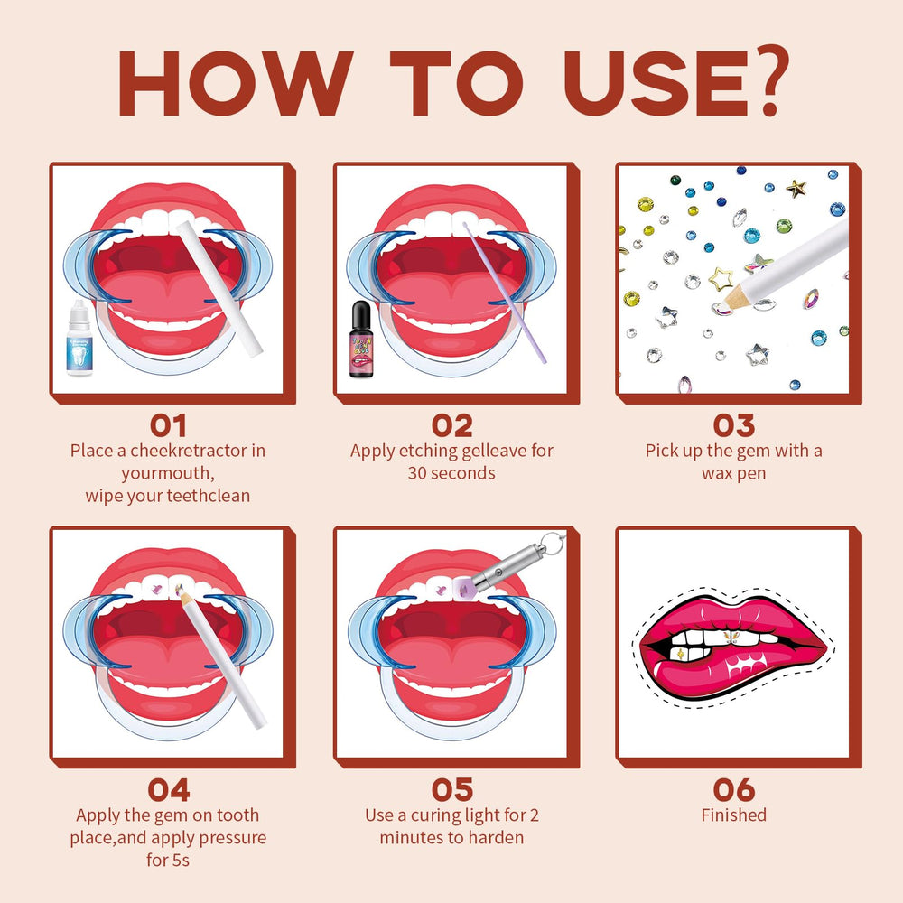 UV curing light for applying tooth gems