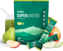 Front packaging image for Nello Supergreens Apple Pear