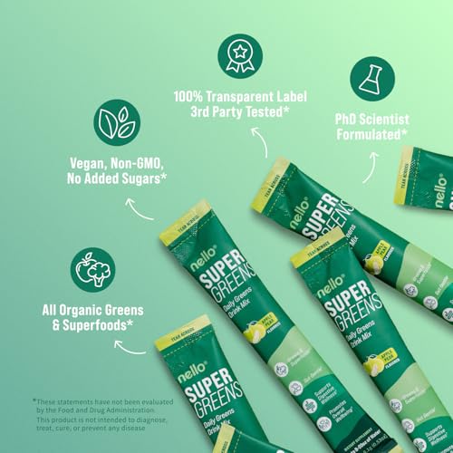 Ingredients of Nello Supergreens Apple Pear (moringa, spinach, chlorella)