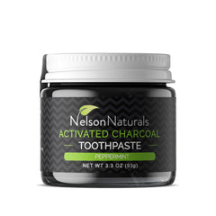Nelson Naturals Activated Charcoal Toothpaste 3.3 oz Peppermint in glass jar
