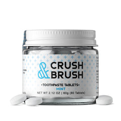 Nelson Naturals Crush & Brush Mint Toothpaste Tablets in a glass jar