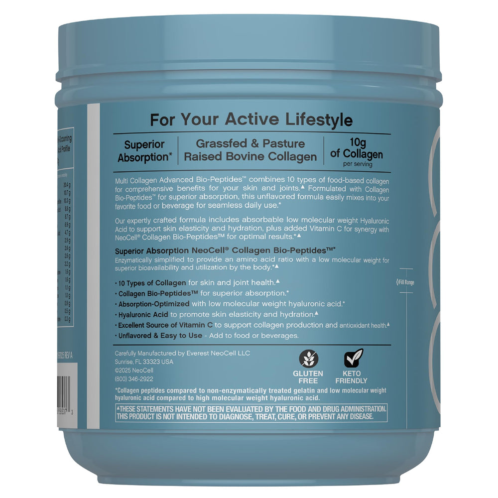 Close-up of ingredients highlighting 10 collagen types