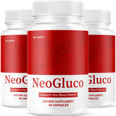Front hero image of the 3-pack Neo Gluco bottles
