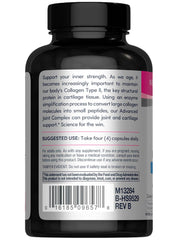 Ingredients panel highlighting collagen type 2 and hyaluronic acid