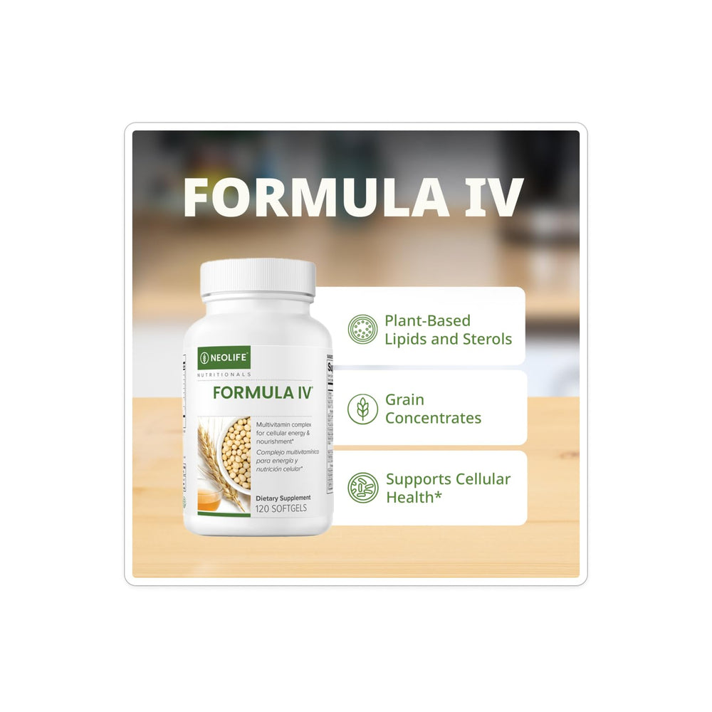 NeoLife Formula IV Softgel bottle on white background