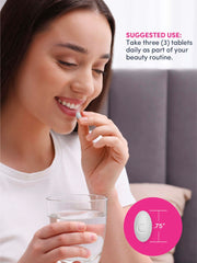 Serving suggestion showing three tablets per day