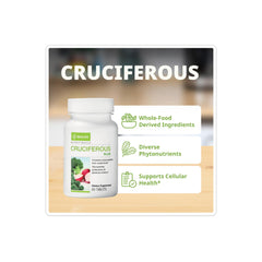 Close-up of broccoli, radish, kale, watercress and orange extract used in NeoLife Cruciferous Plus