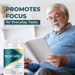 Ingredient list highlight on Nerve Calm packaging