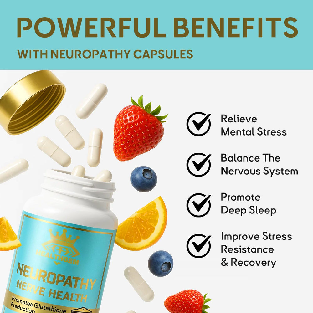 Ingredients include alpha-lipoic acid and B vitamins for nerve health