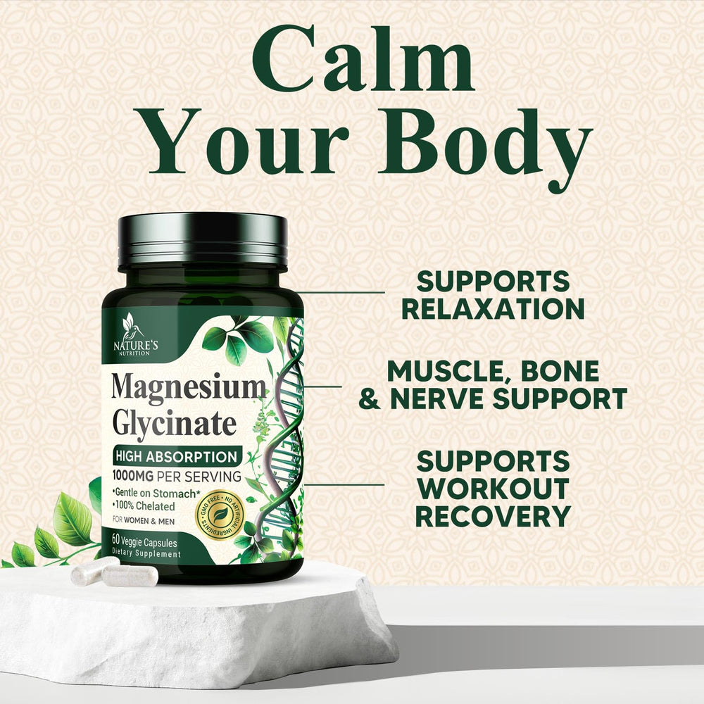 Illustration of nerves and muscles supported by magnesium glycinate