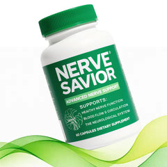 Nerve Savior bottle-front highlights daily nerve support and easy supplementation.