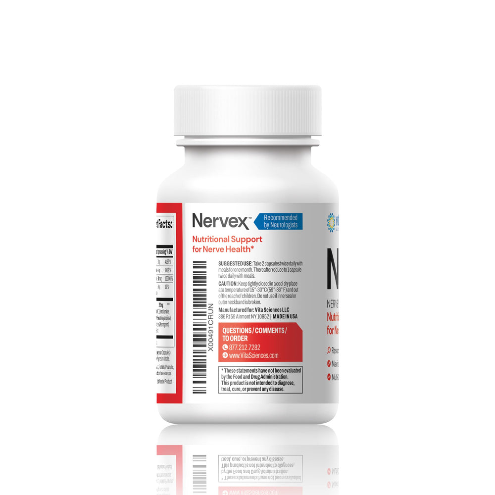Nervex Pills bottle close-up with label details