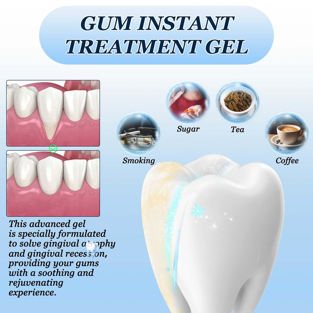 Enamel-safe whitening gel on teeth and gums