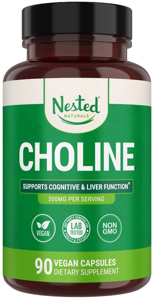 Nested Naturals Choline Bitartrate 500mg bottle front view