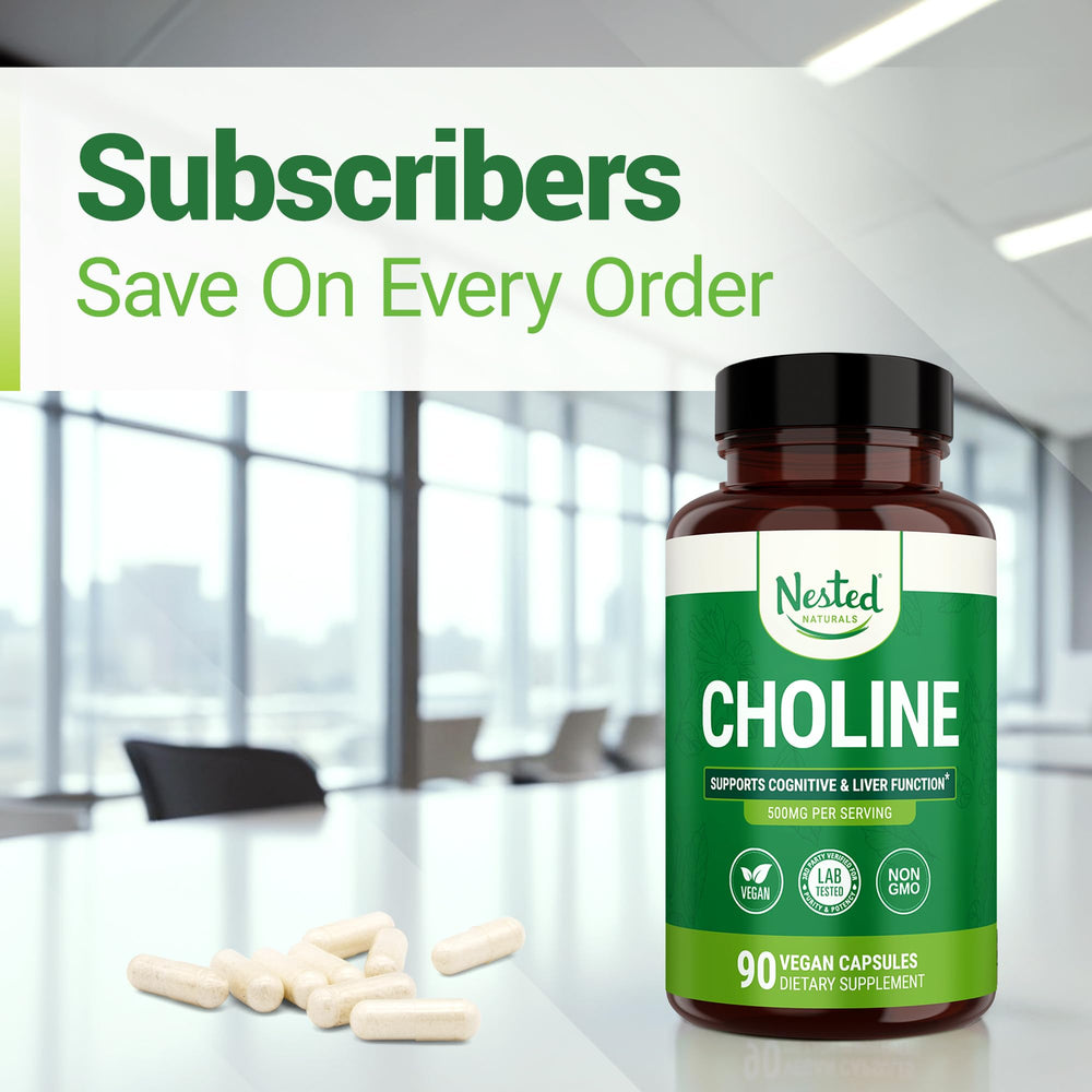 Vegan and Non-GMO choline supplement packaging
