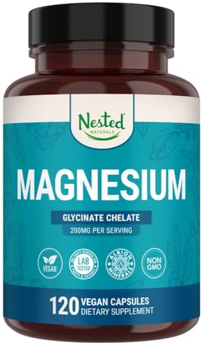 Bottle and label for Nested Naturals Magnesium Glycinate Chelate 200mg
