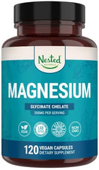 Bottle and label for Nested Naturals Magnesium Glycinate Chelate 200mg