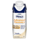 Front view of Nestlé IMPACT Advanced Recovery Immunonutrition Vanilla drink carton