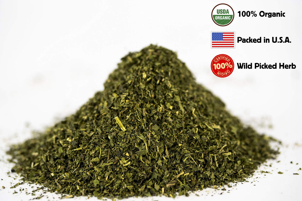 Loose leaf nettle tea cut and sifted