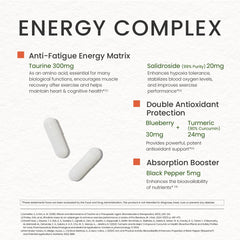 NEUMINA Energy Complex ingredient blend graphic reveals Taurine Blueberry Turmeric synergy