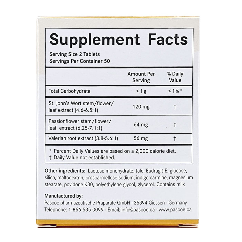 Close-up of Neurapas Balance packaging and tablet count