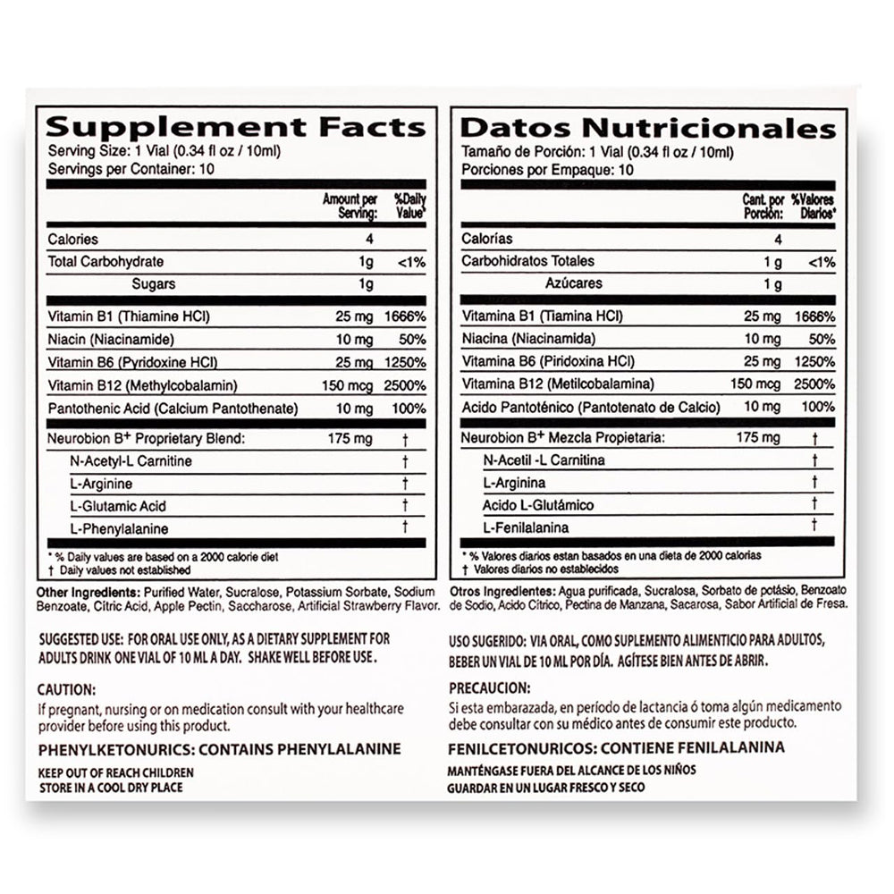 Usage instructions for Neurobion Plus Liquid B Complex