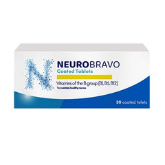 Neurobravo vitamin B1 B6 B12 tablets – front view