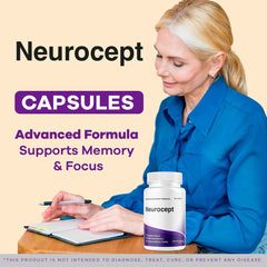 Close-up of Neurocept brain supplement capsules