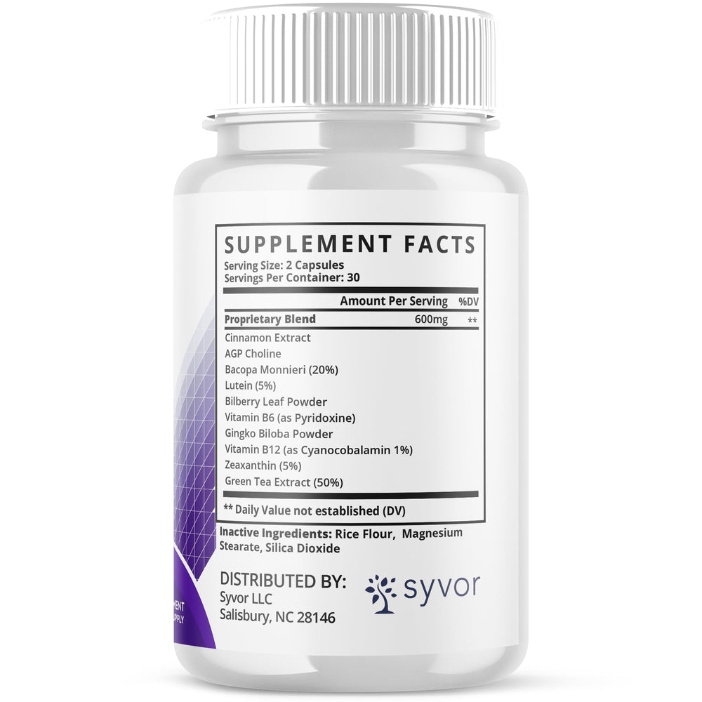 Packaging and bottle side view of Neurocept capsules