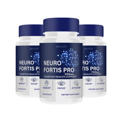 NeuroFortis Pro bottle and capsules - 3 pack (180 capsules) front view