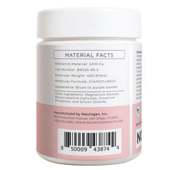 Close-up of Neurogan Copper Peptide Tablets label