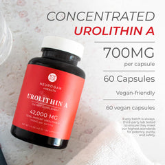 Product label for Neurogan Urolithin A 700mg 60 count