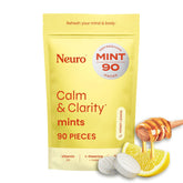 Front packaging of NeuroGum Calm & Clarity Mints Honey Lemon