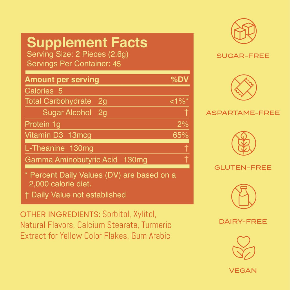 Close-up of NeuroGum Calm & Clarity Mints honey lemon