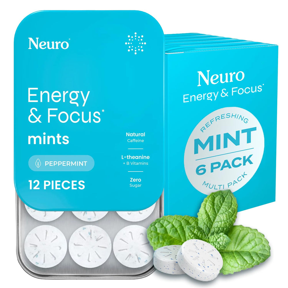 Front view of NeuroGum Energy & Focus Mints Peppermint box