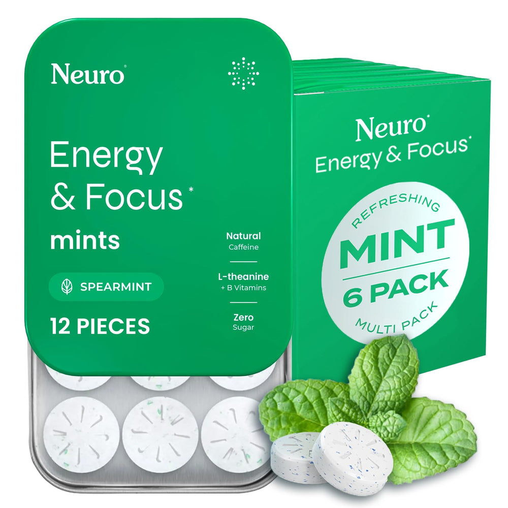 Front view of NeuroGum Energy & Focus Mints Spearmint 72 pieces