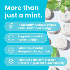 NeuroGum Energy Mints bottle closeup showcases minty flavor and quick focus potential