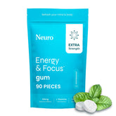 Front packaging of NeuroGum Extra Strength Energy & Focus Peppermint 90 Count