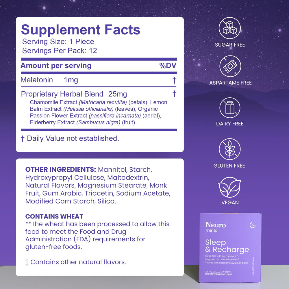 Serving suggestion for bedtime routine with NeuroGum Melatonin mints