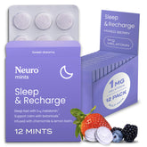 Front view of NeuroGum Melatonin 1 mg Sleep Mints package (144 pieces)