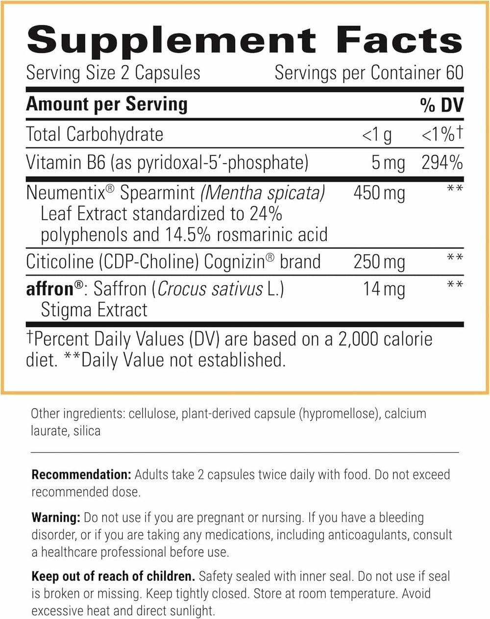 Close-up of Neurologix bottle front label