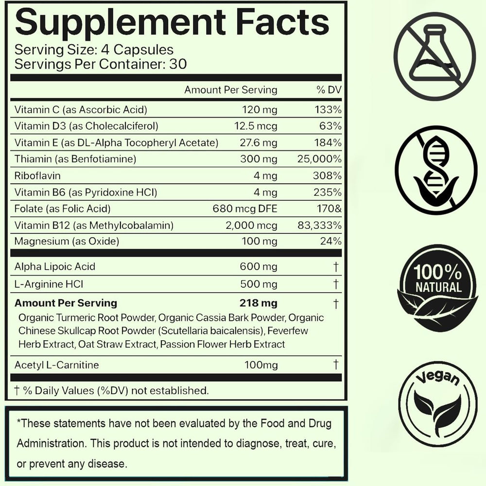 Close-up of product label showing 600 mg Alpha Lipoic Acid