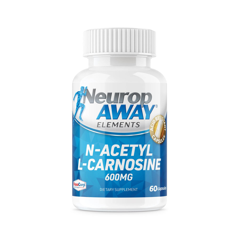 NeuropAWAY Elements N-Acetyl-L-Carnosine 600mg bottle on white background