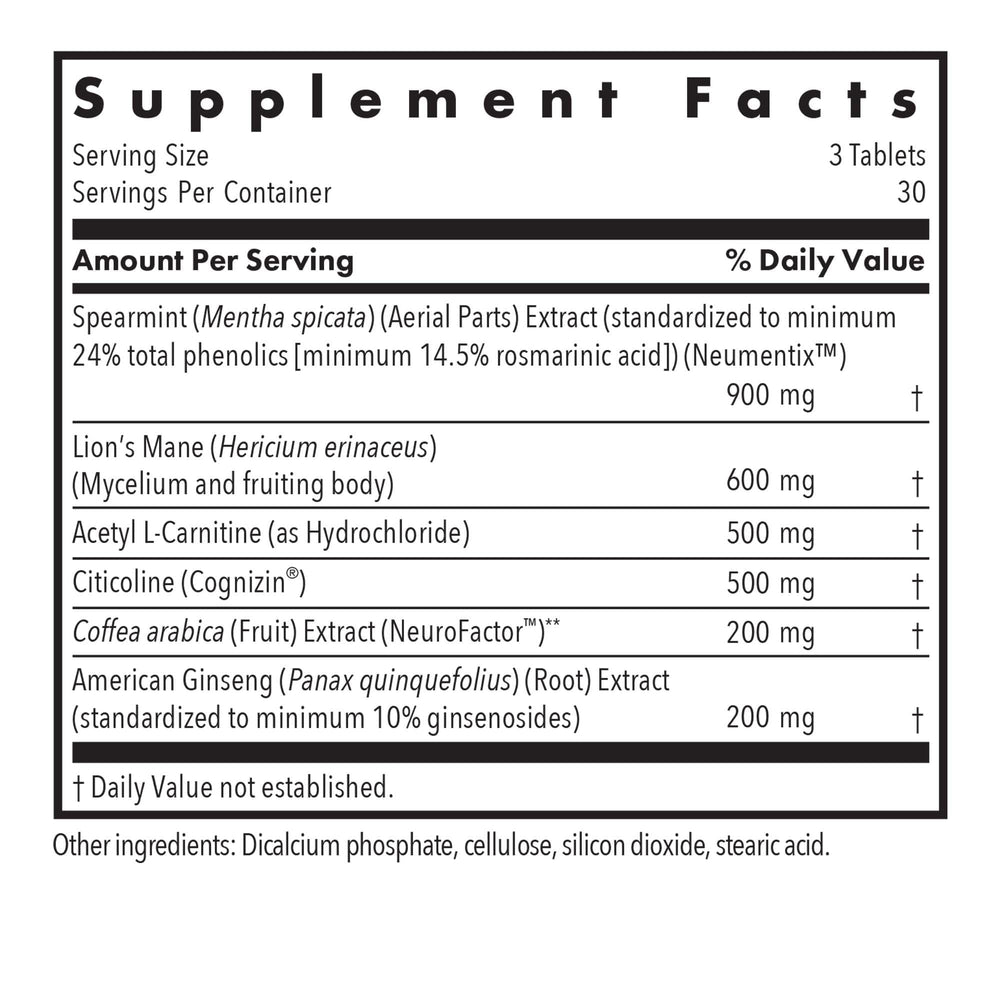 NeuroPlus nootropic blend featuring Neumentix spearmint extract, citicoline, and acetyl-L-carnitine