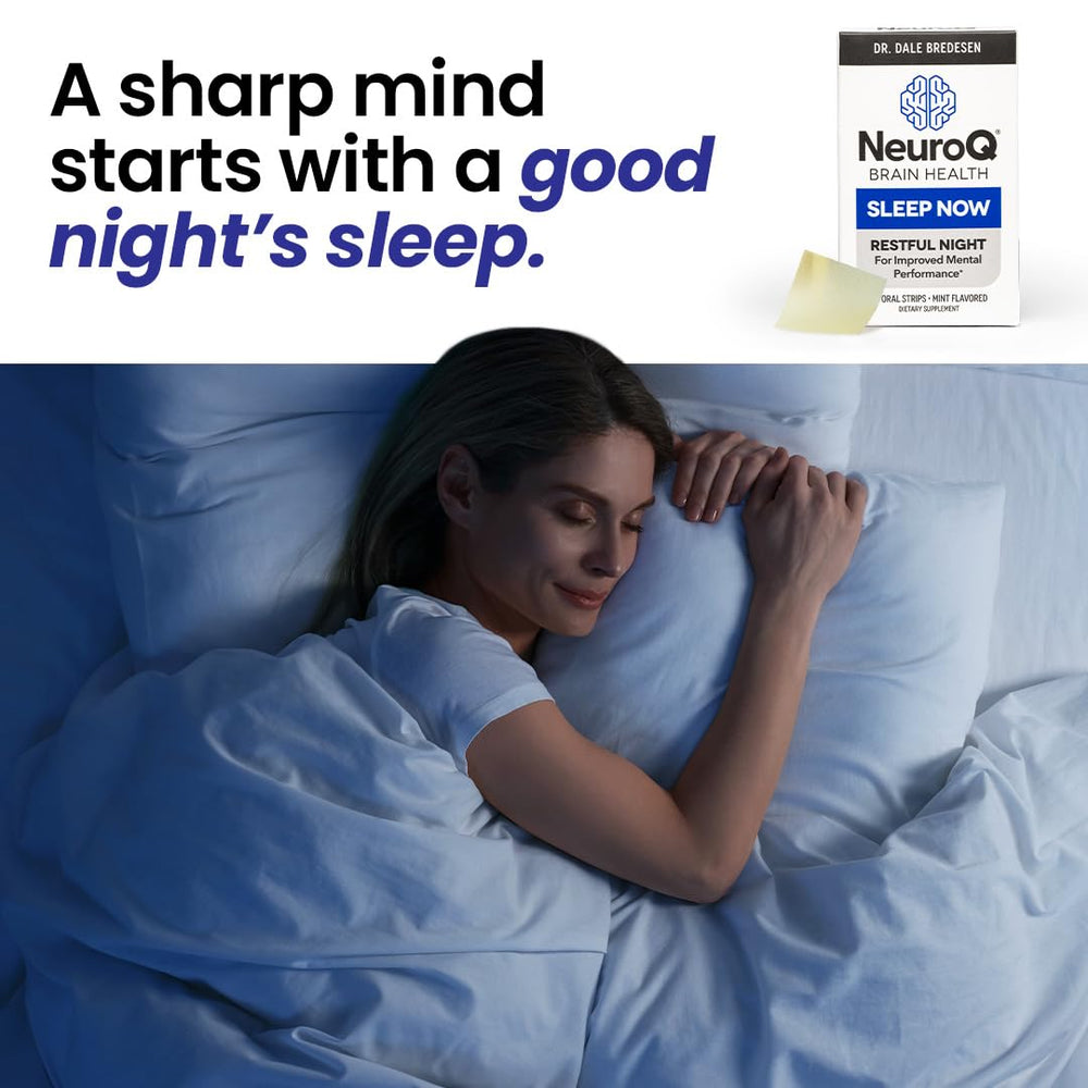 NeuroQ Sleep Now bottle on a neutral surface with white background