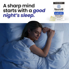 NeuroQ Sleep Now bottle on a neutral surface with white background