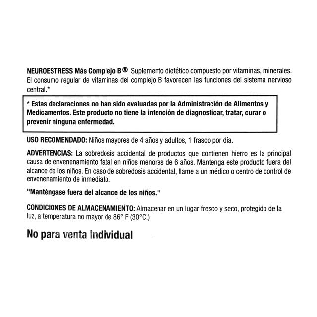 1 bottle daily dose illustration for NEUROESTRESS Plus B Complex syrup