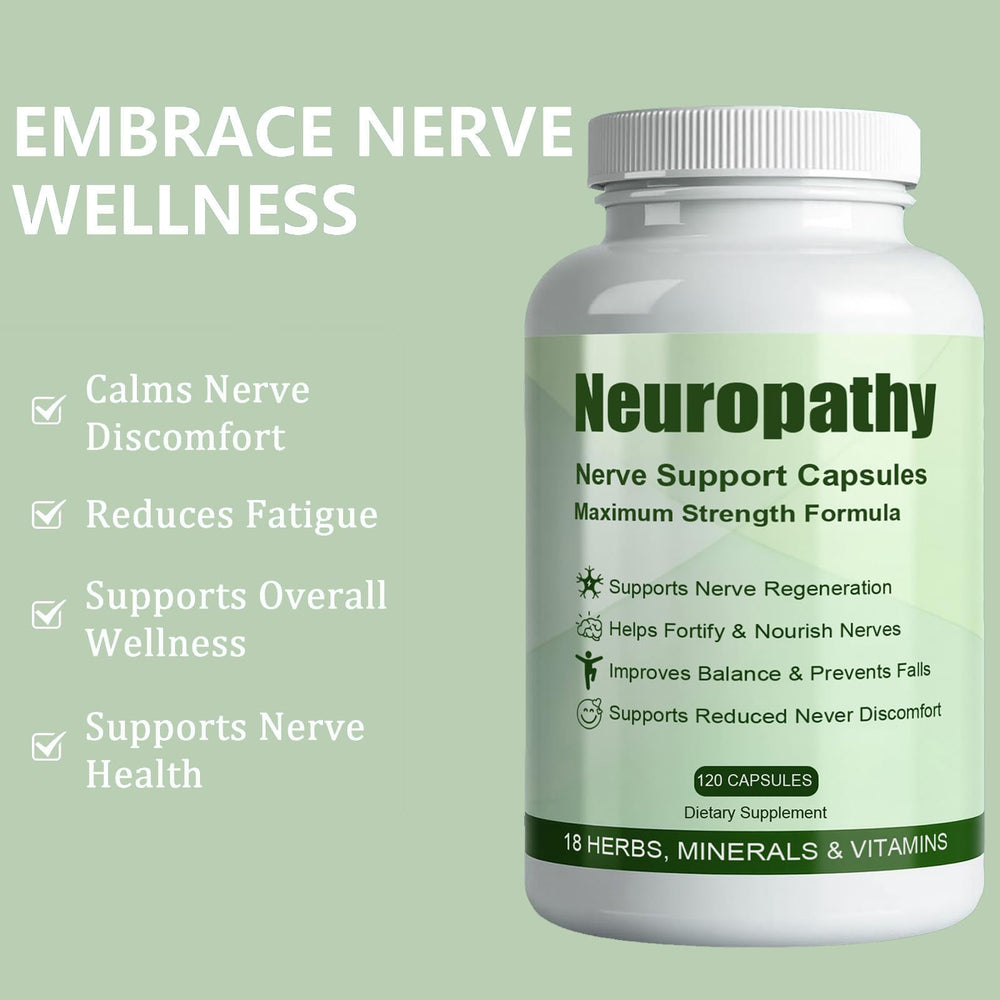 Packaging showcasing neuropathy relief and overall well-being benefits